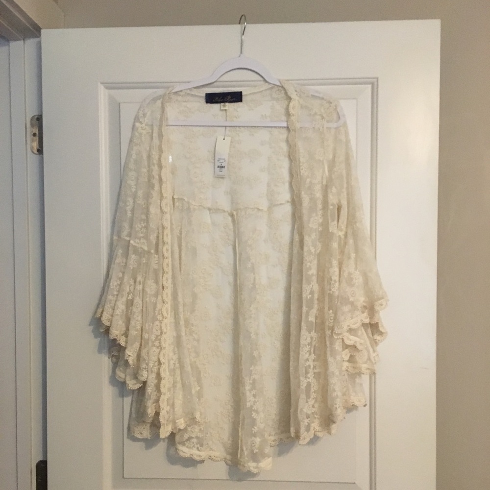Francesca’s Iris Bell Sleeve Lace Cardigan